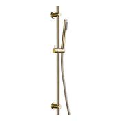 Round Brushed Brass Slide Rail with Pencil Shower Handset