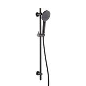 Round Matt Black Slide Rail with Large Shower Handset image