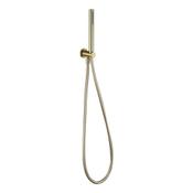Round Brushed Brass Outlet and Parking Bracket with Shower Handset and Hose