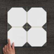 Canterbury Black Pattern Satin Porcelain Tile 33.3x33.3cm