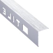 15mm Bright Silver Brushed Square Edge Tile Trim 2.4m