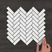 Carrara Herringbone Porcelain Mosaic 27.5x31cm