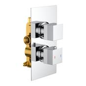 Shower Valve (Square, Concealed, Twin, 1 Outlet) - Chrome
