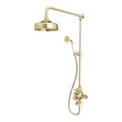 "Lansdown Shower System/Column (Exposed, Overhead Shower &amp; Handset) - Brushed Brass" image
