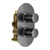 Shower Valve (Round, Concealed, Twin, 1 Outlet) - Gunmetal Grey