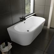 Halo D-Shape Back to Wall Bath - White 1700x800mm image