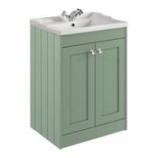 Kylemore Floor Standing Vanity Unit (Twin Door) - Satin Green 600mm image