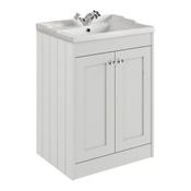Kylemore Floor Standing Vanity Unit (Twin Door) - Satin White 600mm image