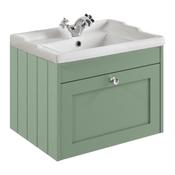 Kylemore Wall Hung Vanity Unit (Twin Door) - Satin Green 600mm image