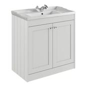 Kylemore Floor Standing Vanity Unit (Twin Door) - Satin White 800mm image
