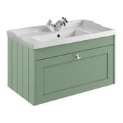 Kylemore Wall Hung Vanity Unit (Twin Door) - Satin Green 800mm image