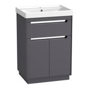 Acumen Floor Standing Vanity Unit - Matt Storm Grey 600mm image