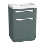 Acumen Floor Standing Vanity Unit - Matt Viridian Green 600mm image