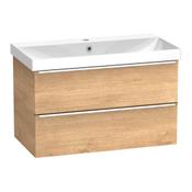 Cadence Wall Hung Vanity Unit (Two Drawers) - Danish Oak 784mm image