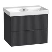"Cadence Fluted Wall Hung Vanity Unit (Two Drawers, Fluted) - Storm Grey 610mm" image
