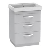 Compass Floor Standing Vanity Unit (Triple Drawer) - Gloss Light Grey 600mm image