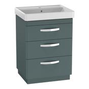 Compass Floor Standing Vanity Unit (Triple Drawer) - Matt Viridian Green 600mm image