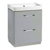 Compass Floor Standing Vanity Unit (Twin Drawer) - Gloss Light Grey 600mm image