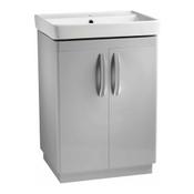 Compass Floor Standing Vanity Unit (Twin Door) - Gloss Light Grey 600mm image