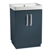 Compass Floor Standing Vanity Unit (Twin Door) - Matt Oxford Blue 600mm image