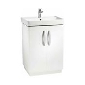 Compass Floor Standing Vanity Unit (Twin Door) - Gloss White 600mm image