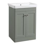 Marston Floor Standing Vanity Unit - Matt Laurel Green 600mm image