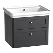 Marston Wall Hung Vanity Unit (Two Drawers) - Matt Black 600mm image