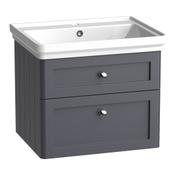 Marston Wall Hung Vanity Unit (Two Drawers) - Matt Dark Grey 600mm image