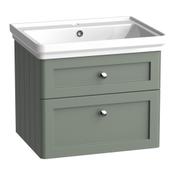 Marston Wall Hung Vanity Unit (Two Drawers) - Matt Laurel Green 600mm image