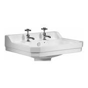 Vitoria Ceramic Basin (2 Tap Holes) - White 600mm image
