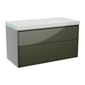 Erla Wall Hung Vanity Unit (Twin Drawer) - Green 1000mm
