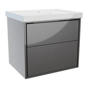 Erla Wall Hung Vanity Unit (Twin Drawer) - Anthracite 615mm