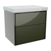 Erla Wall Hung Vanity Unit (Twin Drawer) - Green 615mm