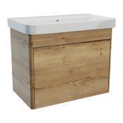 Perra Wall Hung Vanity Unit (Single Drawer) - Halifax Oak 610mm image