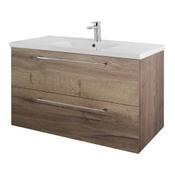 Rimini Wall Hung Vanity Unit - Tobacco Oak 1010mm image