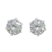 Silver Stud Earrings Clear Stone 6mm image
