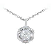 Silver Pendant Round Stone With Crystal Surround