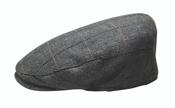 GREY TARTAN &amp; HERRINGBONE FLAT CAP 62CM image