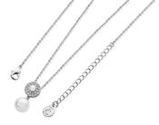 STERLING SILVER PAVE CIRCLE WITH DROP PEARL PENDANT image