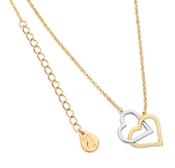 INTERLINKED TWO TONE HEART SILVER &amp; GOLD