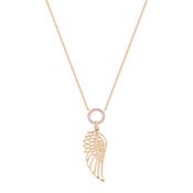 Angel Wing &amp; Crystal Circle Pendant Gold image
