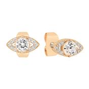 Tc Evil Eye - Stud Earrings Gold Clear Cz