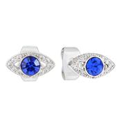 Tc Evil Eye - Stud Earrings Silver Sapphire Cz