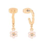 Tc Daisy - Pink Pearl Hoop Drop Earrings Gold