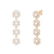 Tc Daisy - Cz &amp; Pearl Drop Earrings Gold