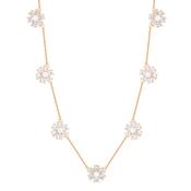 Tc Daisy - Cz &amp; Pearl 7 Daisy Necklace Gold