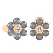Tc Daisy - Grey Pearl 1cm Stud Earrings Gold