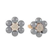 Tc Daisy - Grey Pearl 2cm Stud Earrings Gold