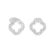 Maureen O'Hara Cz Surround Cutout Flower Earrings Silver