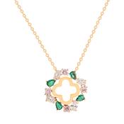 Maureen O'Hara Emerald Cz Flwr Pendant Gold